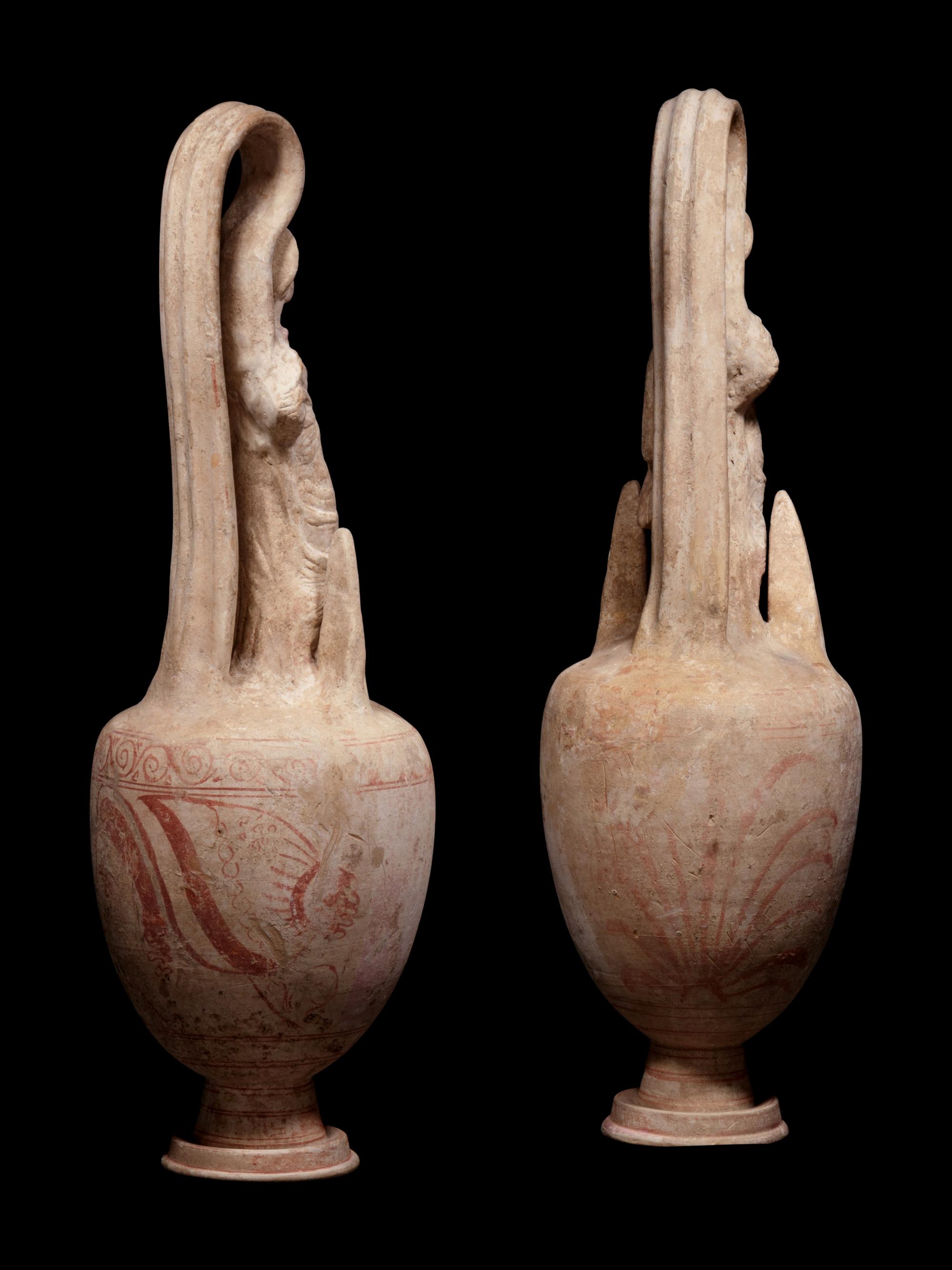 A Pair of Canosan Painted Pottery Oinochoai