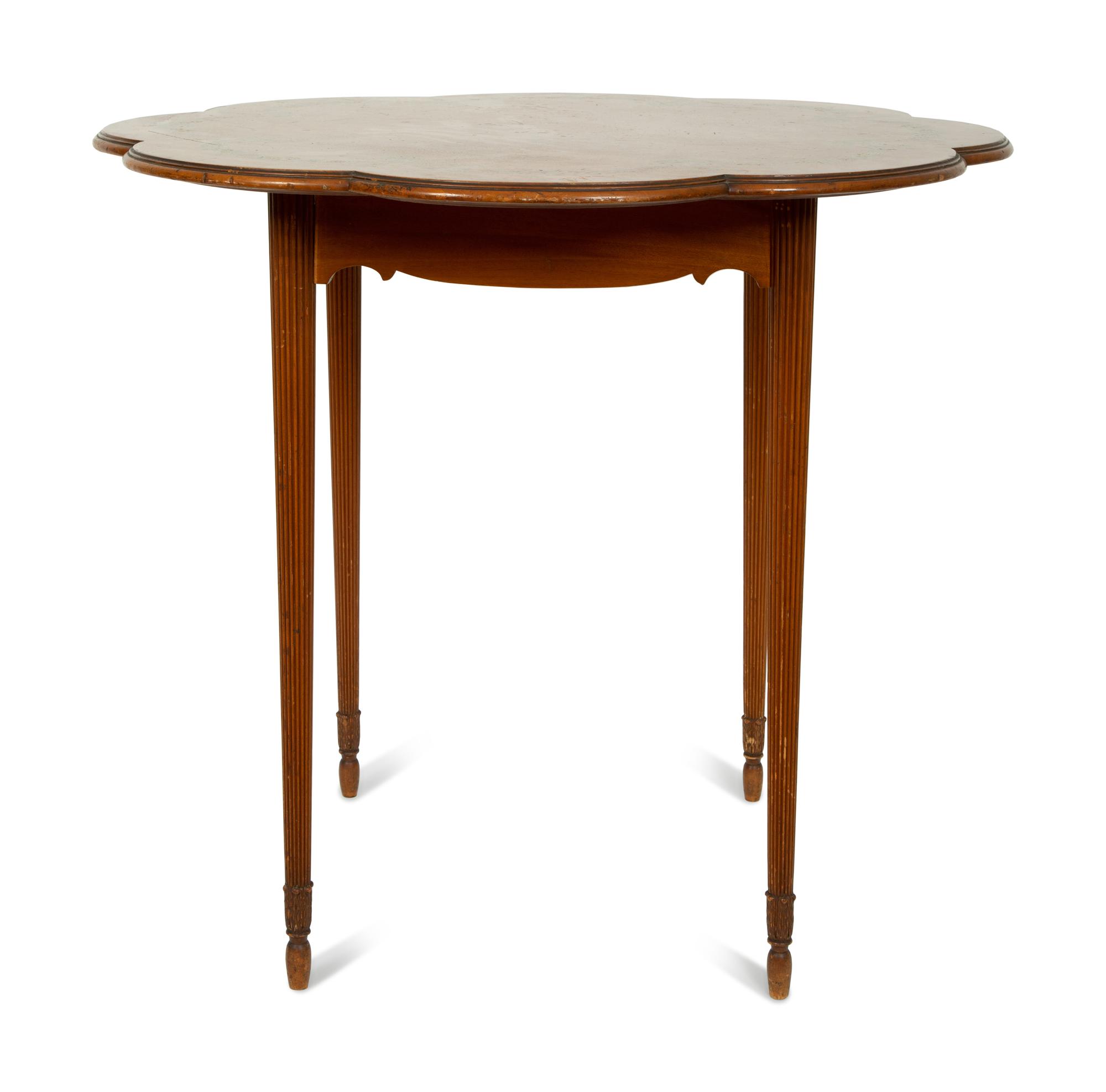 An Edwardian Adams Style Painted Satinwood Tea Table