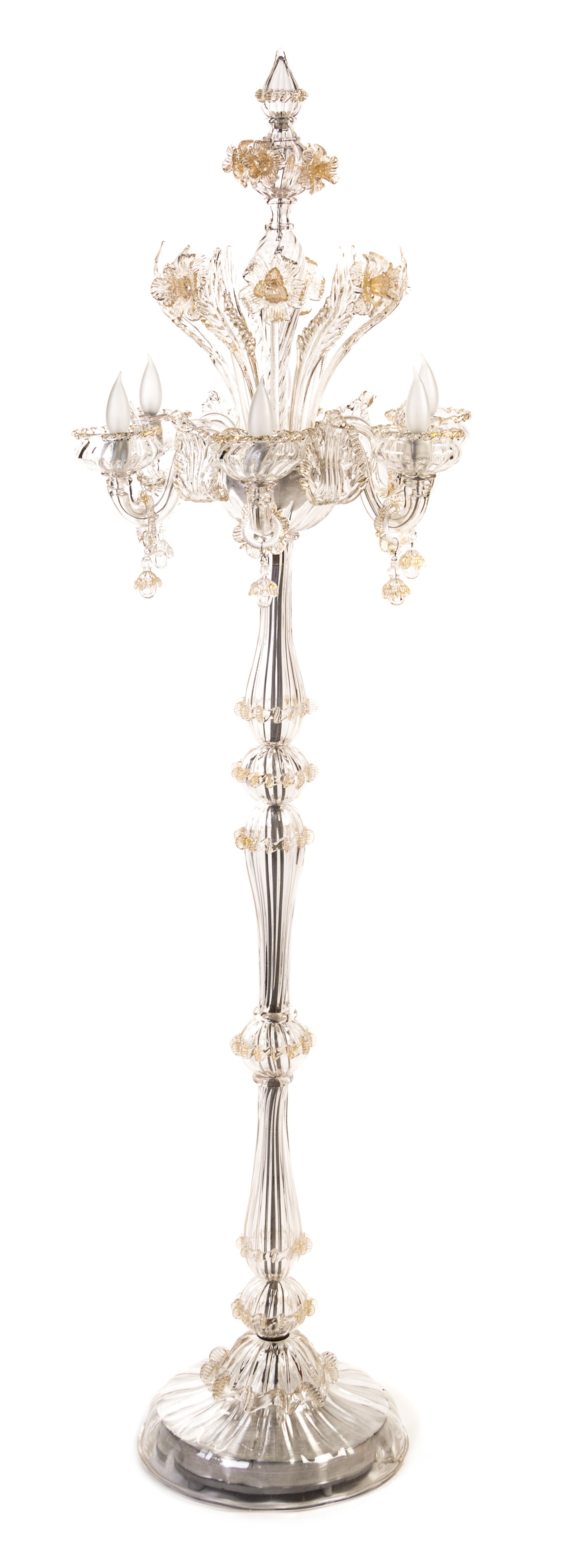 A Venetian Glass Six-Light Torchere Height 73 inches. — 20TH/21ST CENTURY