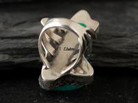 Large Silver and Carved Turquoise Ring