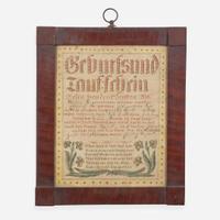 Attributed to the Hummelstown Artist A Fraktur birth record for the Ringner Family, dated "1827"