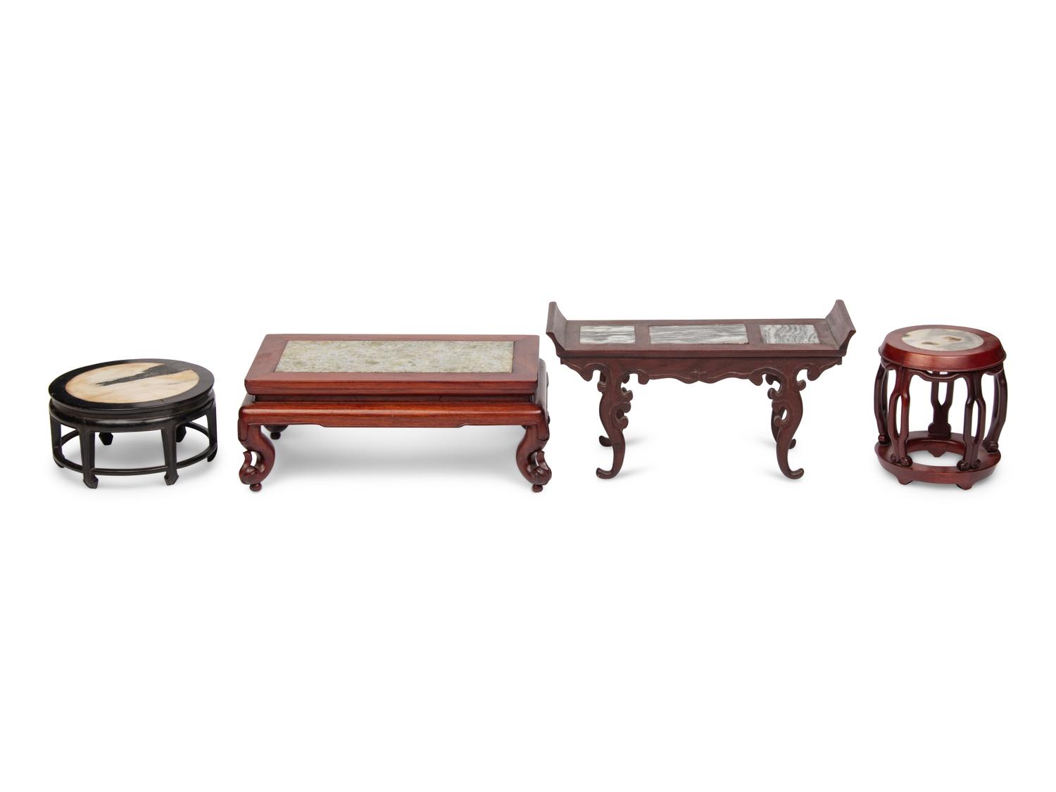 Four Chinese Marble Top Stands
