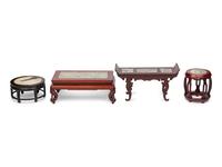 Four Chinese Marble Top Stands