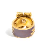 BARRY KRONEN, YELLOW GOLD, DIAMOND, AMETHYST, AND ENAMEL FLOWER RING