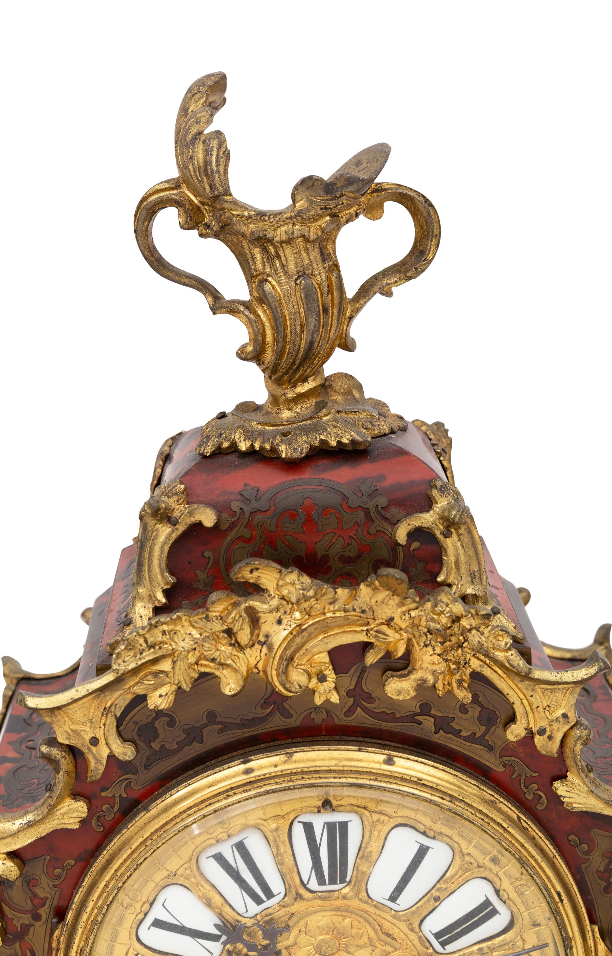 An Assembled Napoleon III Style Gilt Bronze Mounted Boulle Marquetry Clock Garniture
