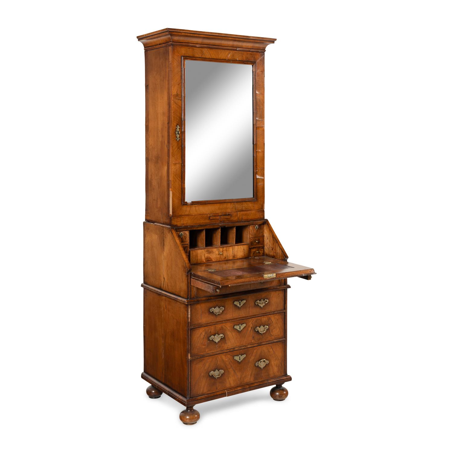 A George II Walnut Secretary Bookcase