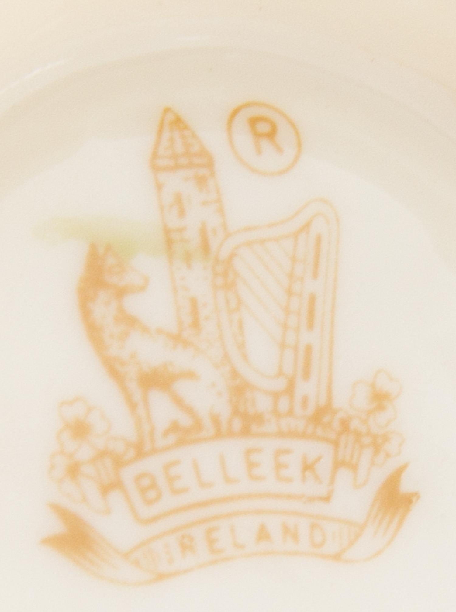 Six Belleek Shamrock Decorated Vases Height of tallest 8 1/4 inches. — SIXTH GREEN MARK THROUGH SEVENTH GOLD MARK (1965-1993)