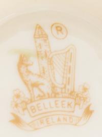Six Belleek Shamrock Decorated Vases Height of tallest 8 1/4 inches. — SIXTH GREEN MARK THROUGH SEVENTH GOLD MARK (1965-1993)