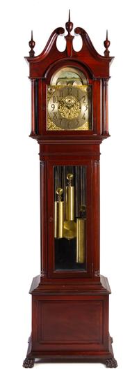 An American Tall Case Clock Height 96 x width 23 1/2 x depth 14 1/2 inches. — WALTER DURFEE, TIFFANY & CO.