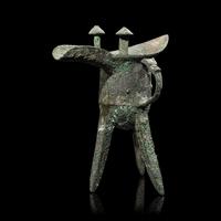 A Chinese Archaic Ritual Bronze Wine Vessel, Jue , Mark Gaotian, Late Shang-Early West Zhou Dynasty 商代晚期-西周早期 青銅饕餮紋'告田'爵