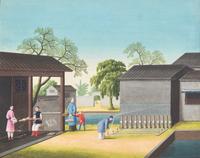 Chinese Export School 19th Century, A Set of Four Paintings Depicting Various Stages of Silk Production