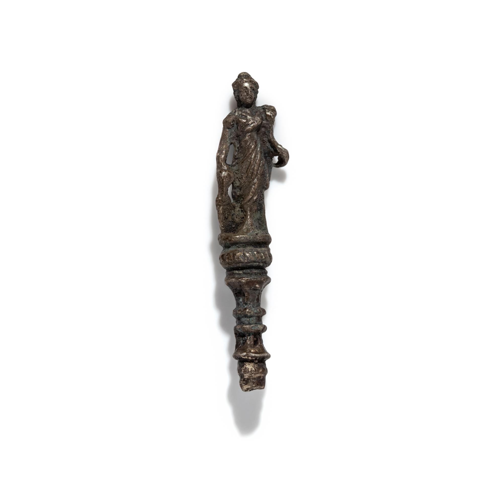 A Roman Silver Finial with the Goddess Fortuna