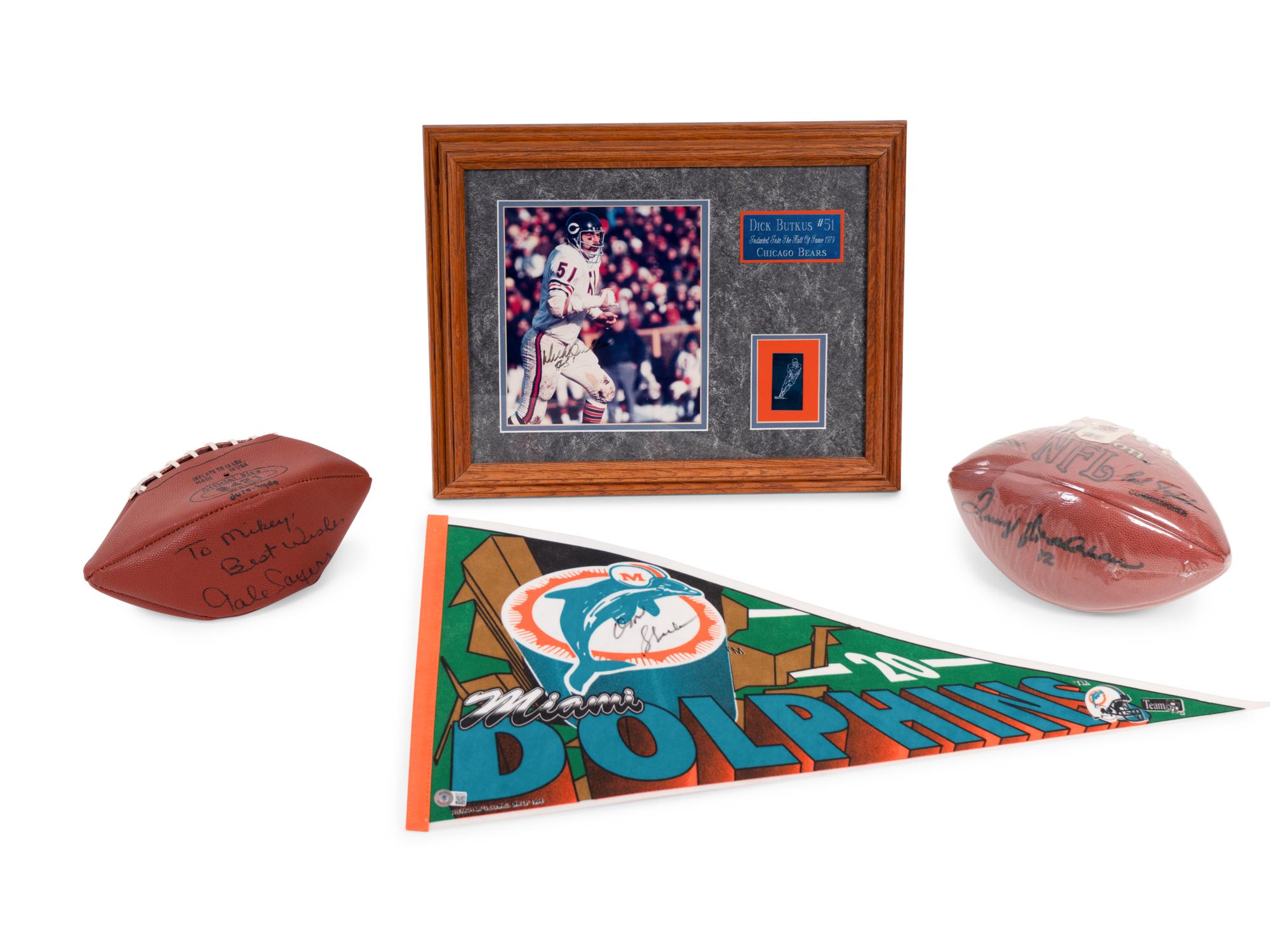 A Group of Signed Autograph Football Hall of Fame Items Including Terry Bradshaw, Dick Butkus, Gale Sayers and Don Shula (BAS Beckett Authentication Services Certified),