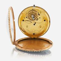 A gold openface enamel pocket watch, Leonard, Paris