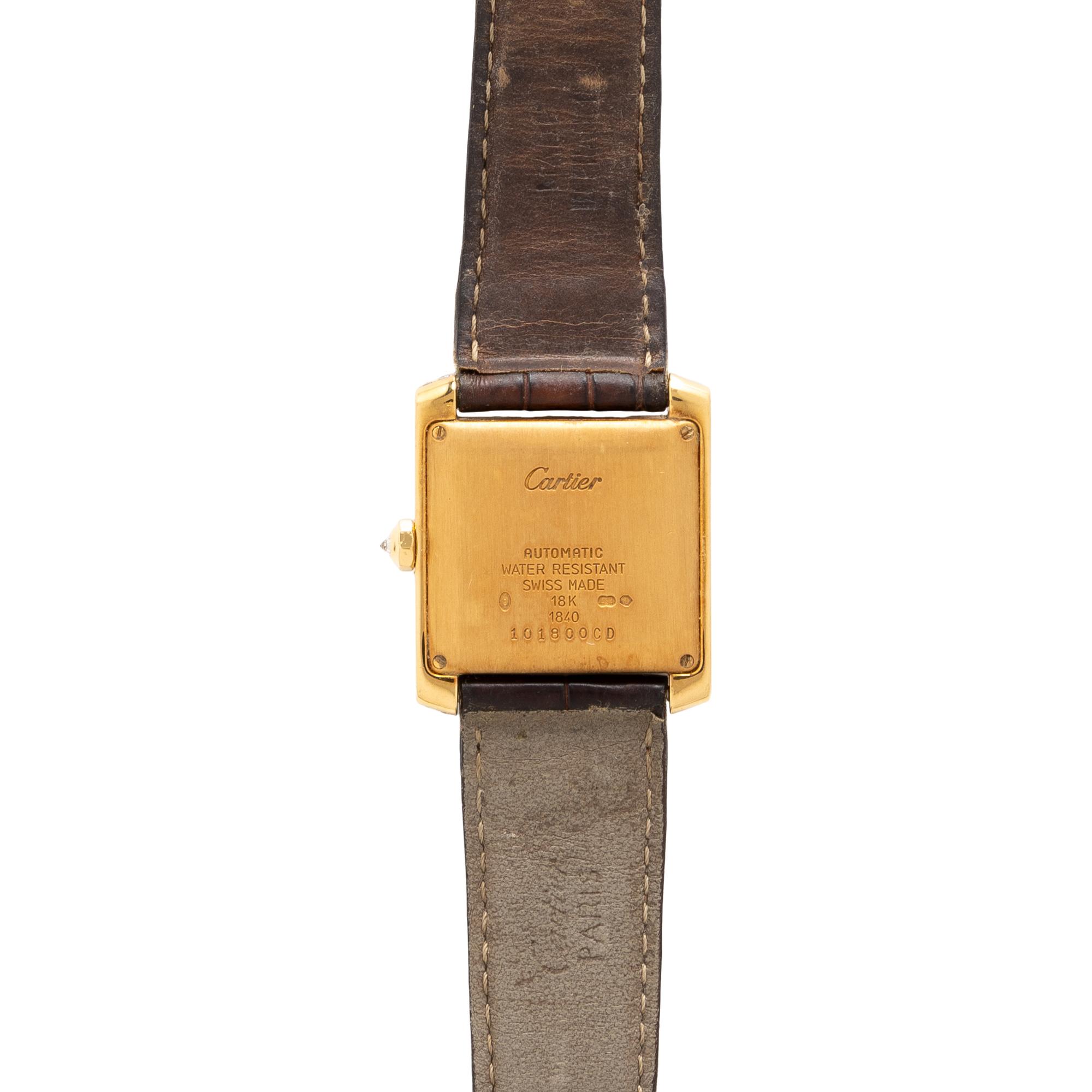 CARTIER, YELLOW GOLD AND DIAMOND 'TANK FRANÇAISE' WATCH