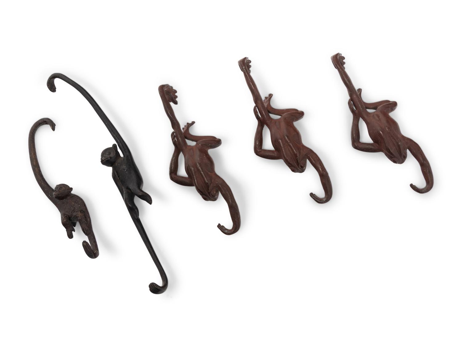 Six Japanese Bronze Animal-Form Hooks