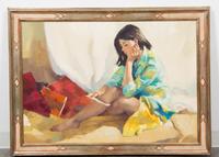 Carl Antonio Longi, (American, 1921-1980), Woman Reading, 1971