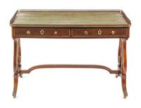 A Regency Brass Mounted Rosewood and Rosewood Grained Writing Table
