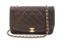 A Chanel Brown Leather Quilted Flap Handbag, 11" x 6.5" x 3"; Strap drop: 18".