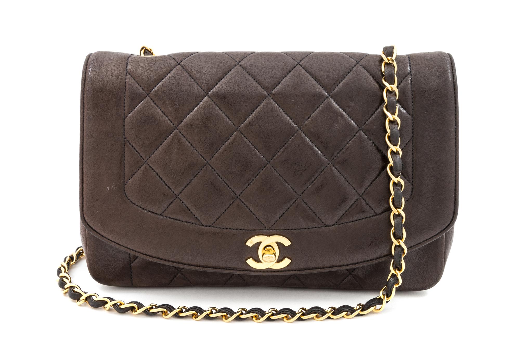 A Chanel Brown Leather Quilted Flap Handbag, 11" x 6.5" x 3"; Strap drop: 18".
