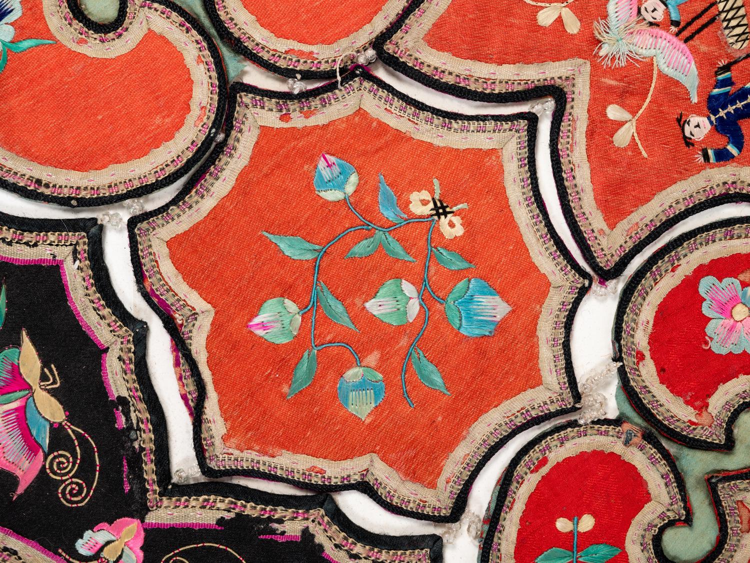 Four Chinese Embroidered Silk Ladies' Festival Collars