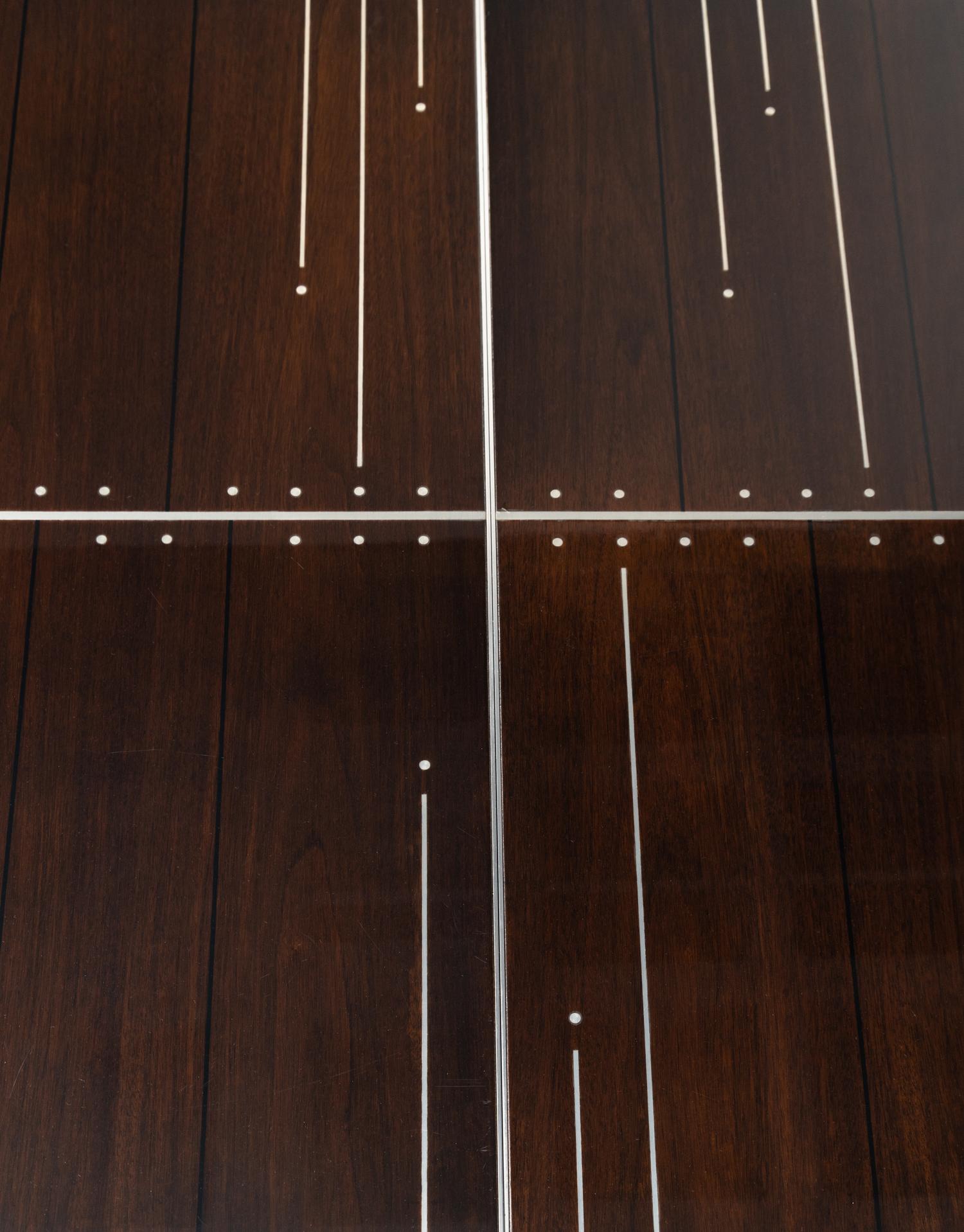 A Chrome-Inlaid Rosewood Two-Pedestal Dining Table