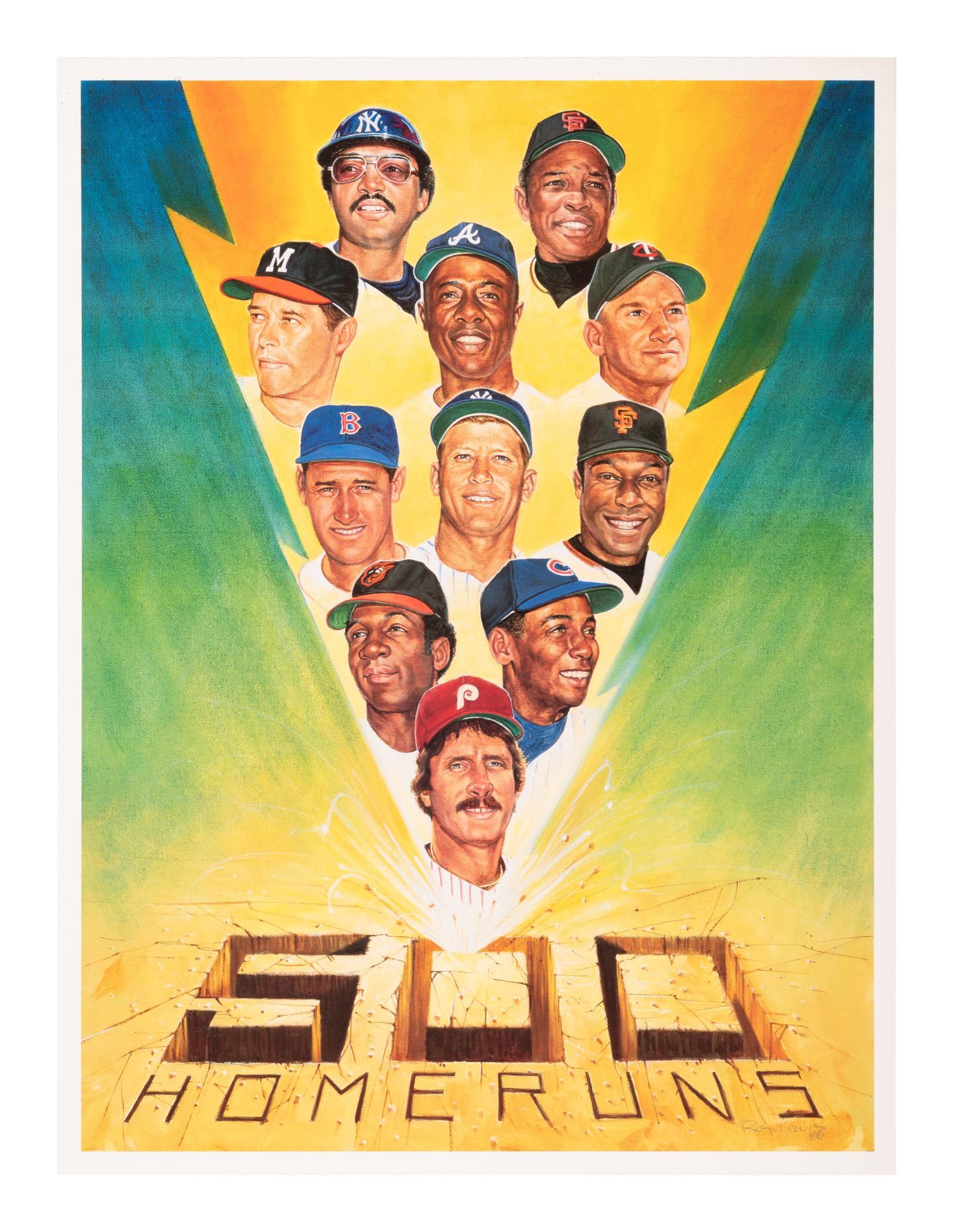 A Group of Over 20 500 Home Run Club Ron Lewis Unsigned Printer's Proof Sheets