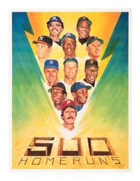 A Group of Over 20 500 Home Run Club Ron Lewis Unsigned Printer's Proof Sheets
