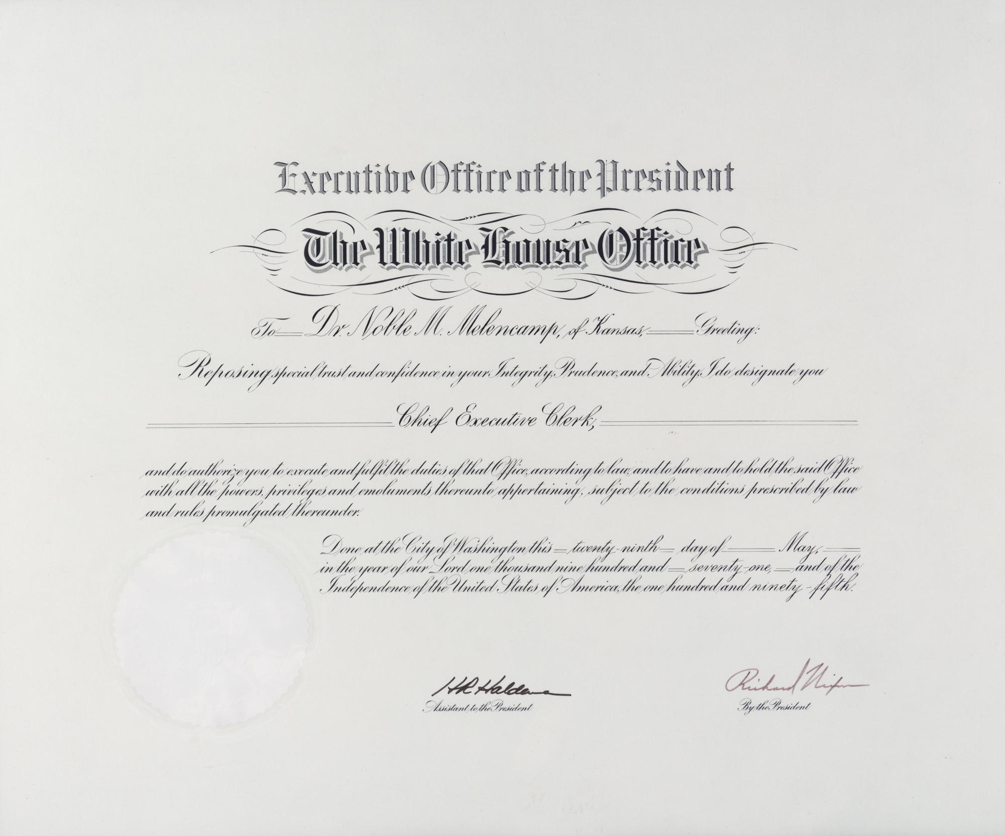 NIXON, RICHARD. Partially