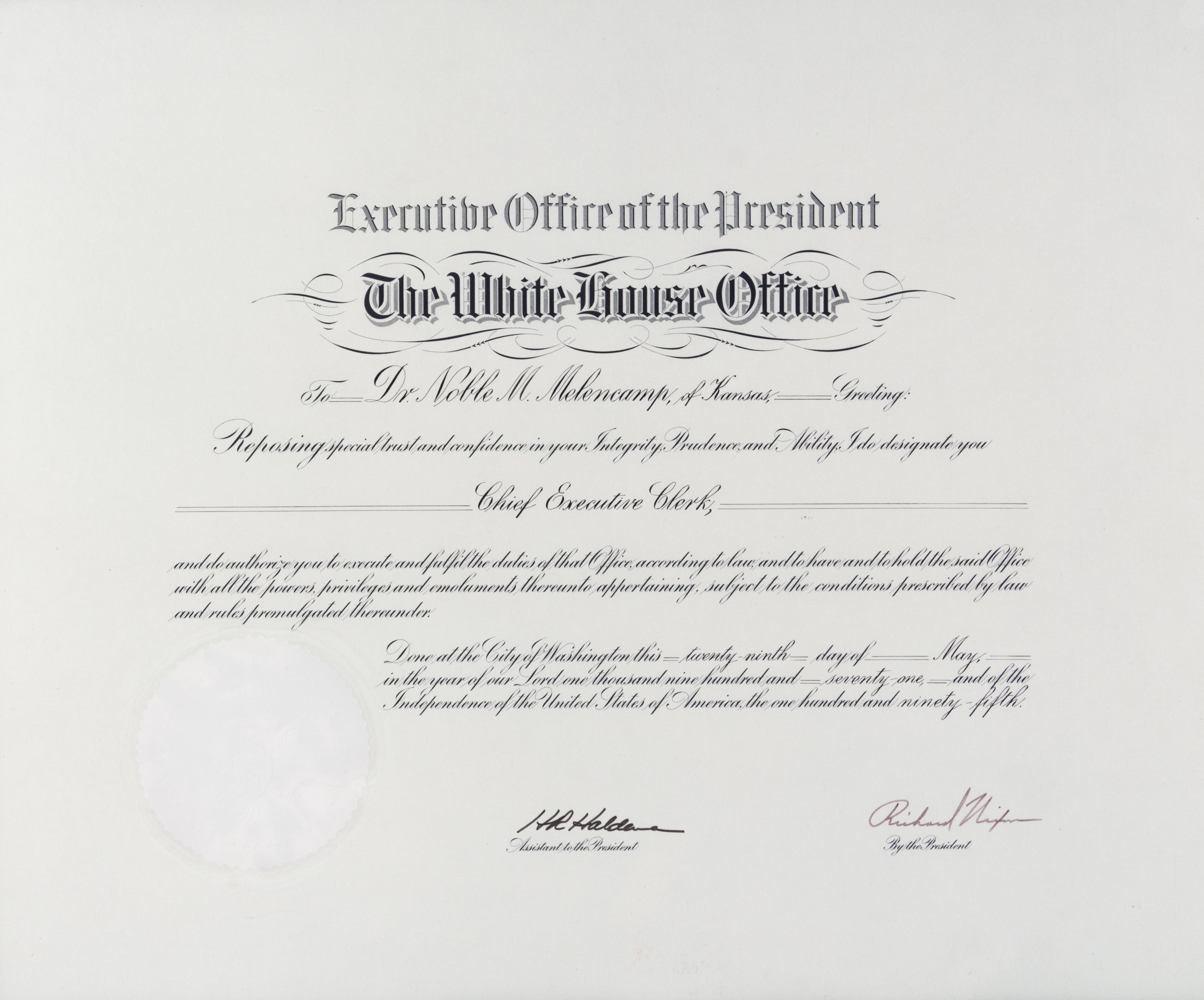 NIXON, RICHARD. Partially