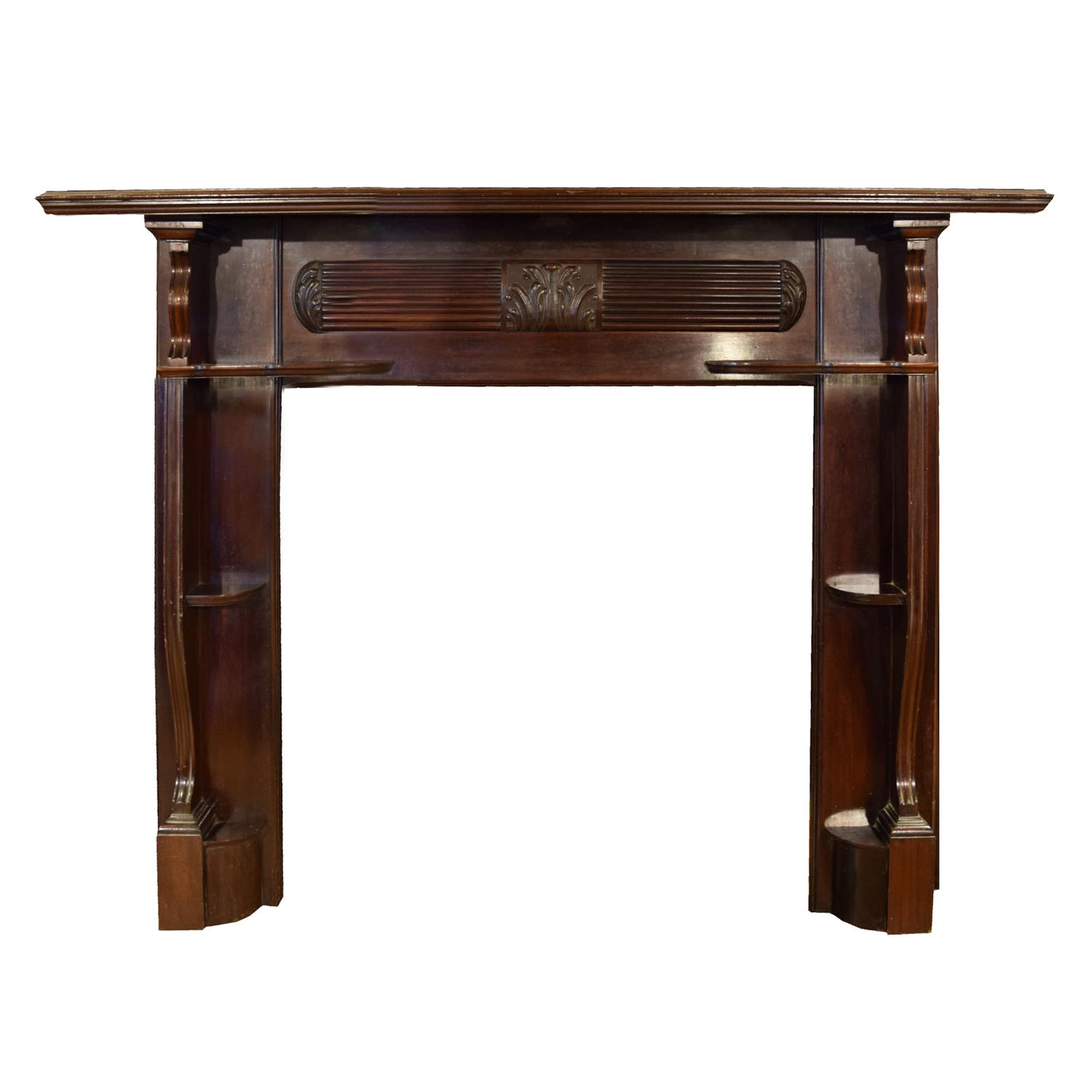A Mahogany Half Mantel with Side Shelves 65.5" W x 11" D x 52.5" H — England, Circa 1880