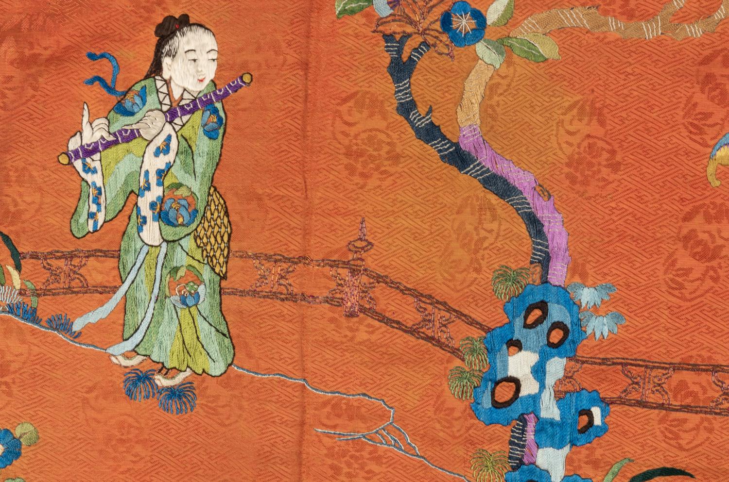 Twelve Embroidered Silk Panels