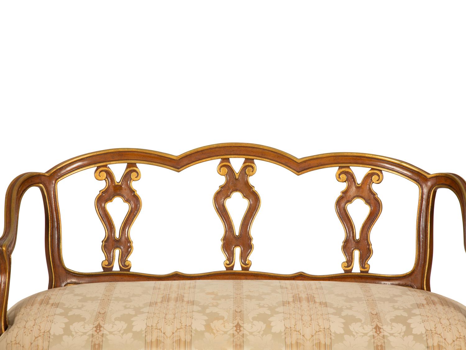 A Continental Painted and Giltwood Settee