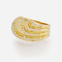 An 18K Yellow Gold and Pavé Diamond Ring by Henry Dunay