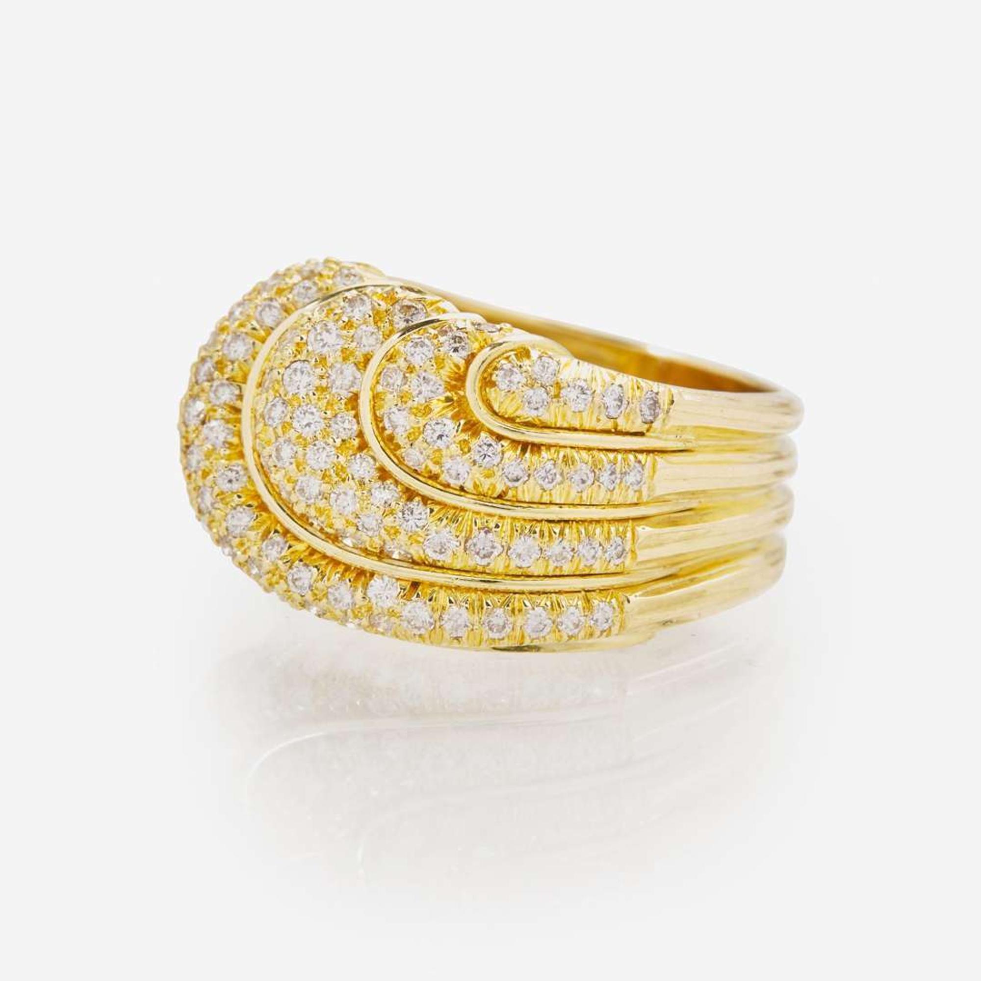 An 18K Yellow Gold and Pavé Diamond Ring by Henry Dunay