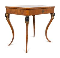 A Biedermeier Walnut Painted, Ebonized and Parcel Gilt Side Table — EARLY 19TH CENTURY