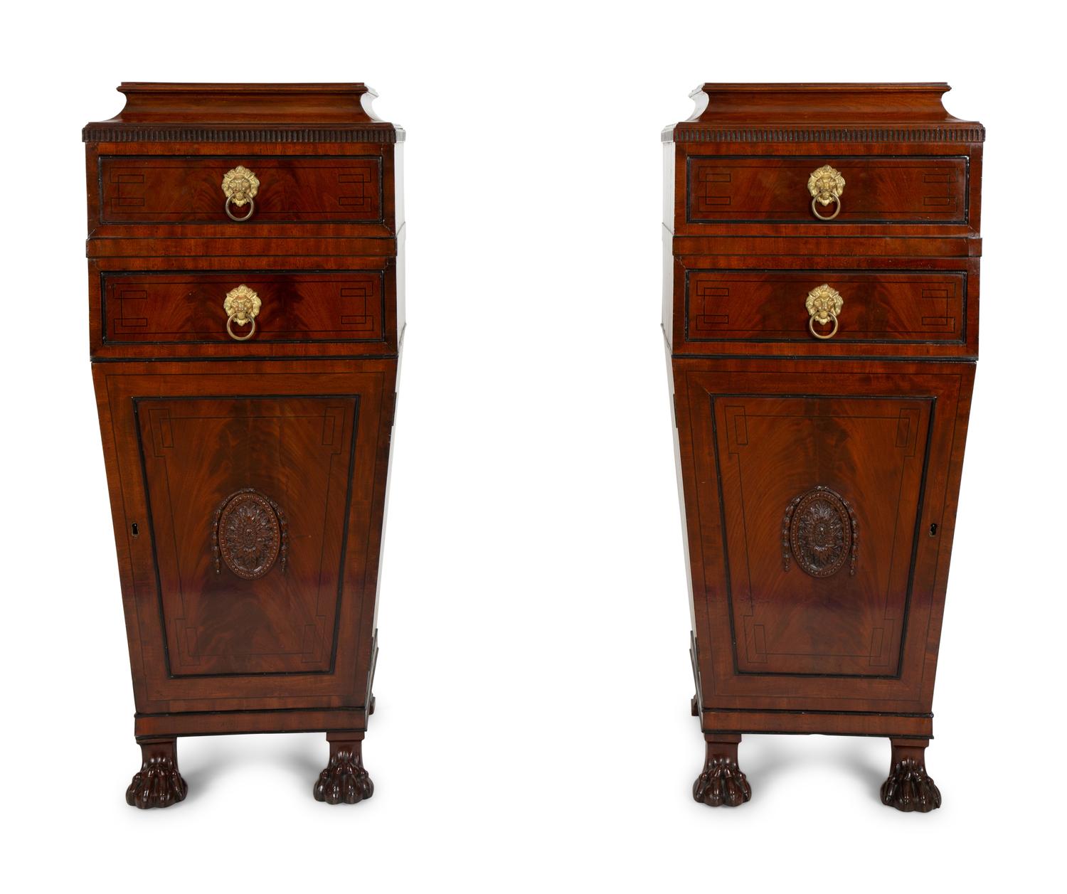 A Pair of Regency Mahogany Pedestal Cabinets