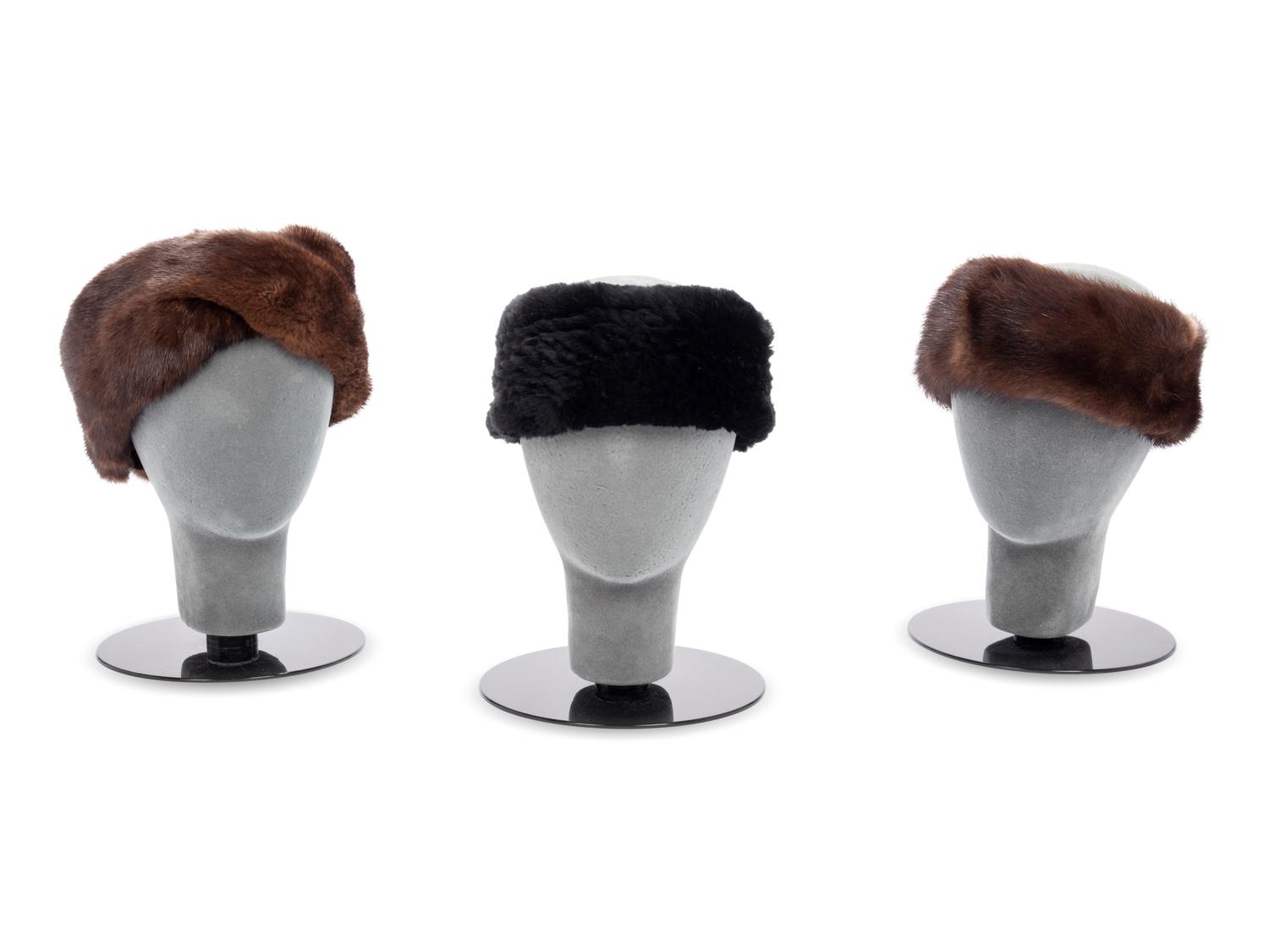 Collection of Twelve Fur Pieces; Six Fur Headbands, Two Hats, Two Scarves, and Two Colored Fur Articles, 1980-2010s