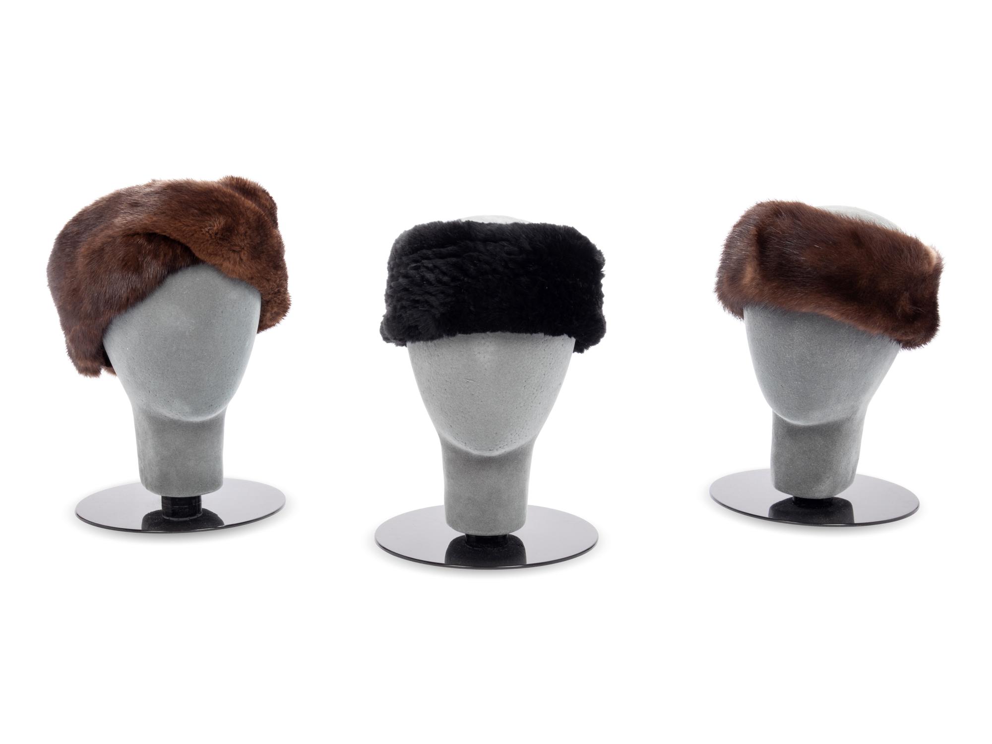 Collection of Twelve Fur Pieces; Six Fur Headbands, Two Hats, Two Scarves, and Two Colored Fur Articles, 1980-2010s