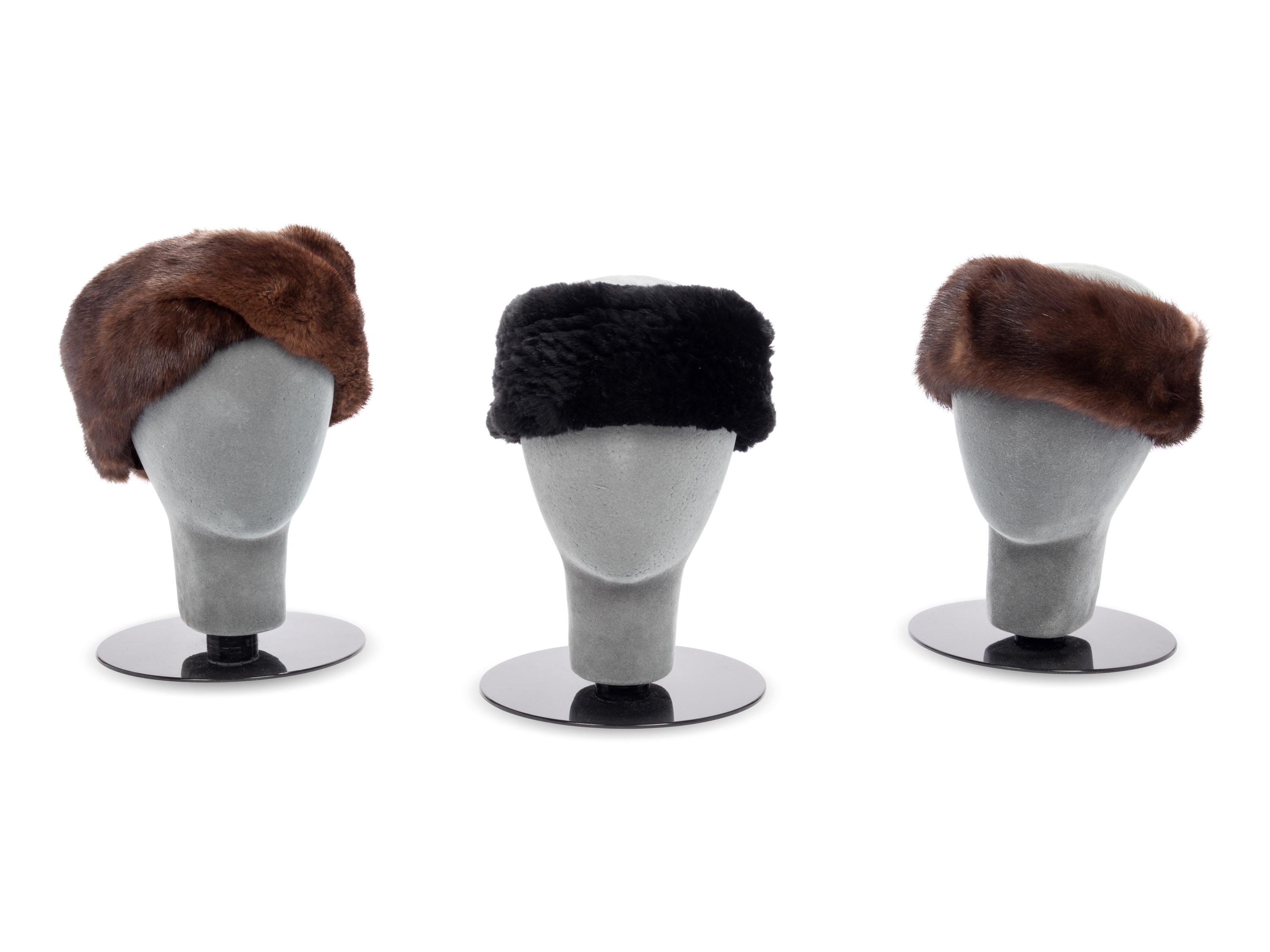 Collection of Twelve Fur Pieces; Six Fur Headbands, Two Hats, Two Scarves, and Two Colored Fur Articles, 1980-2010s