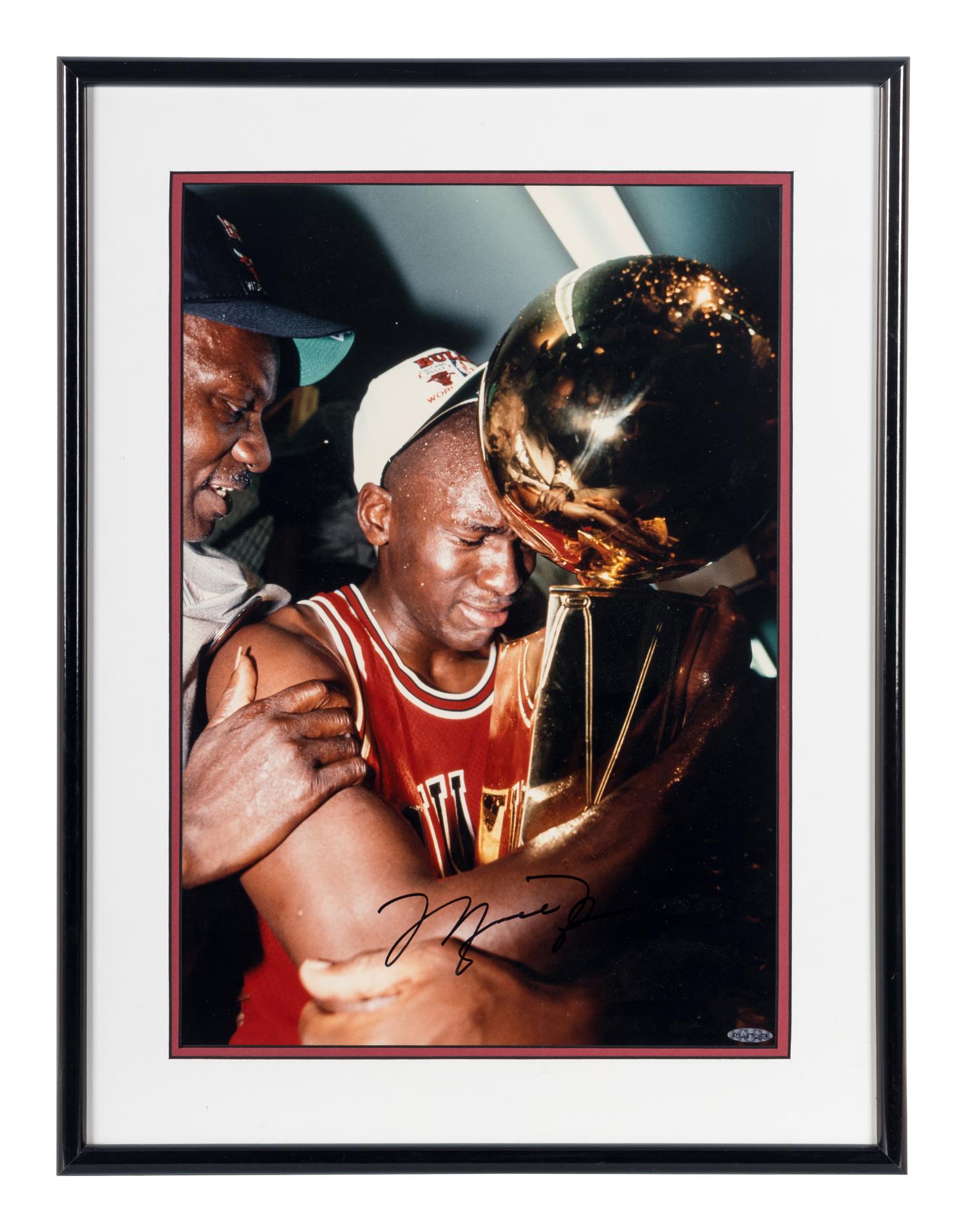 A Michael Jordan 1991 NBA Finals Trophy Signed Autograph Oversized Photograph (Upper Deck Authenticated),