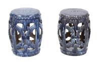 A Pair of Chinese Blue Glazed Ceramic Garden Seats Height 18 1/4 inches. — 19TH CENTURY