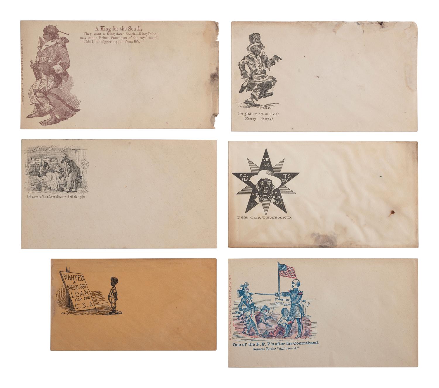 [CIVIL WAR]. A group of 10 illustrated covers featuring political cartoons depicting African American subjects.