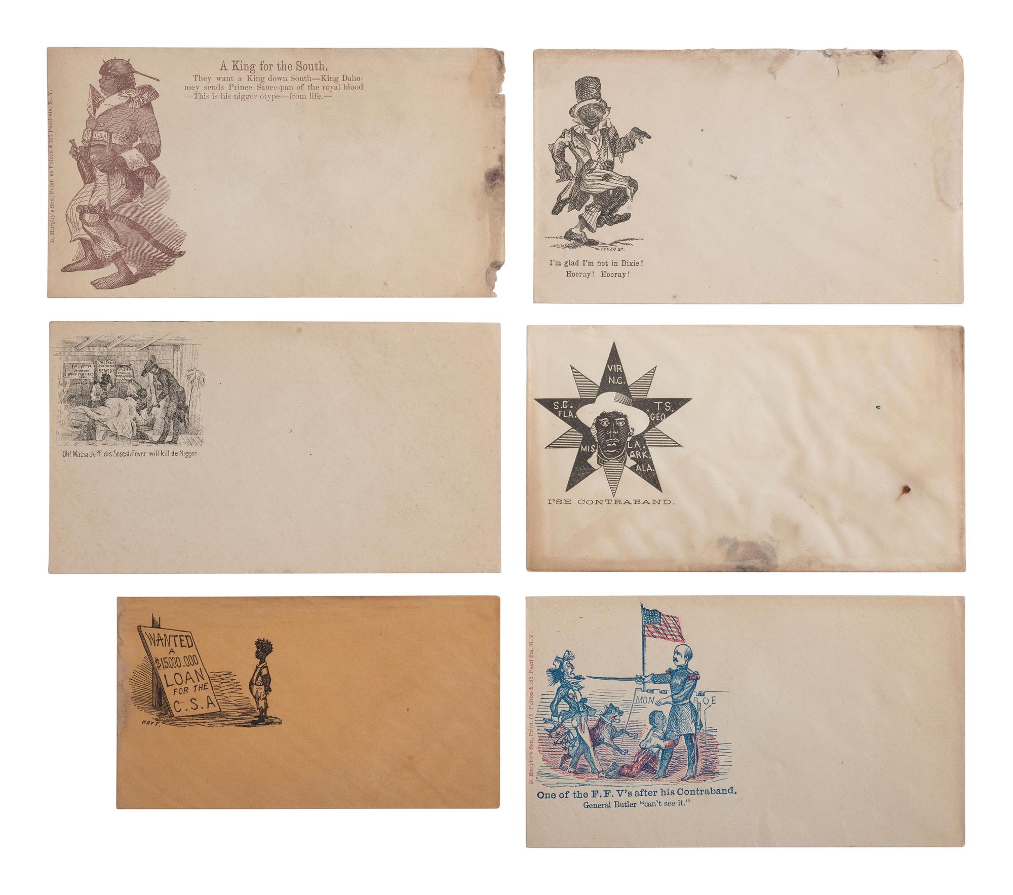 [CIVIL WAR]. A group of 10 illustrated covers featuring political cartoons depicting African American subjects.