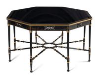 A Regency Style Ebonized and Parcel Gilt Center Table