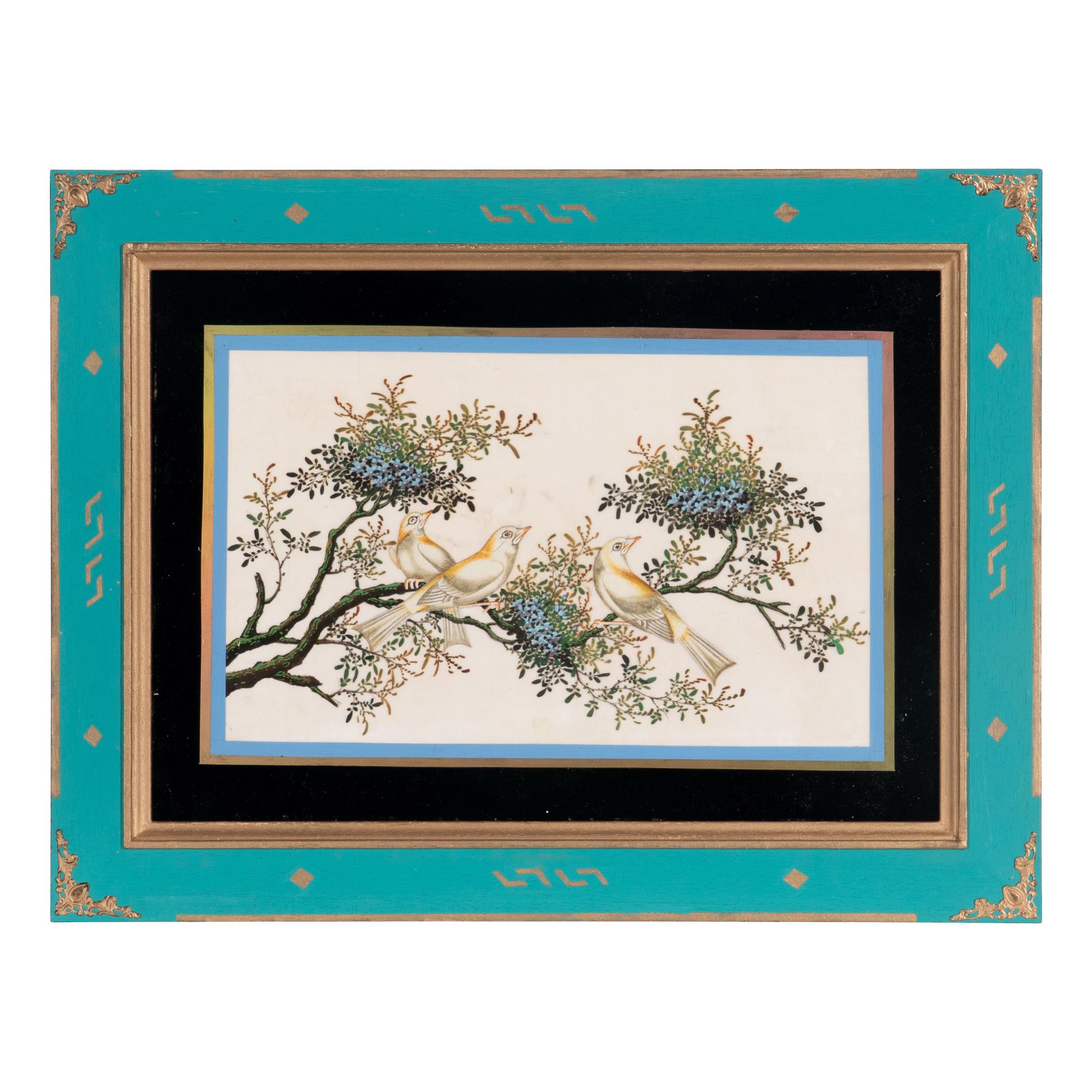 A Set of Twelve Chinese Export Watercolor and Pith Paintings of Exotic Birds