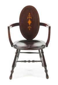An Edwardian Marquetry Armchair Height 36 1/4 inches. — LATE 19TH/EARLY 20TH CENTURY