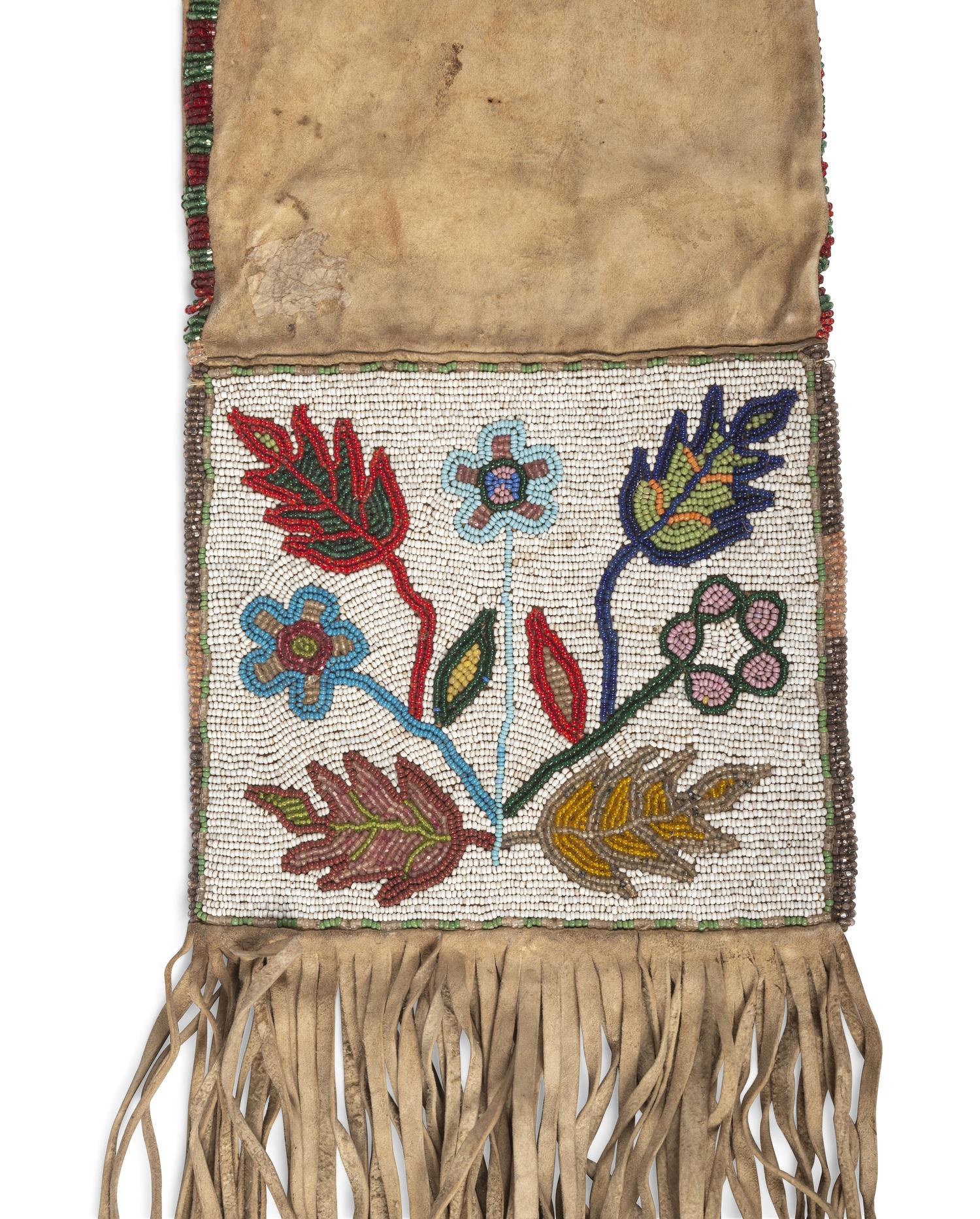 Cree Beaded Hide Tobacco Bag