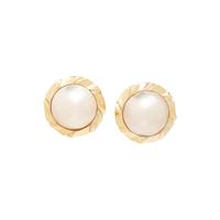 YELLOW GOLD AND MABE PEARL EARCLIPS