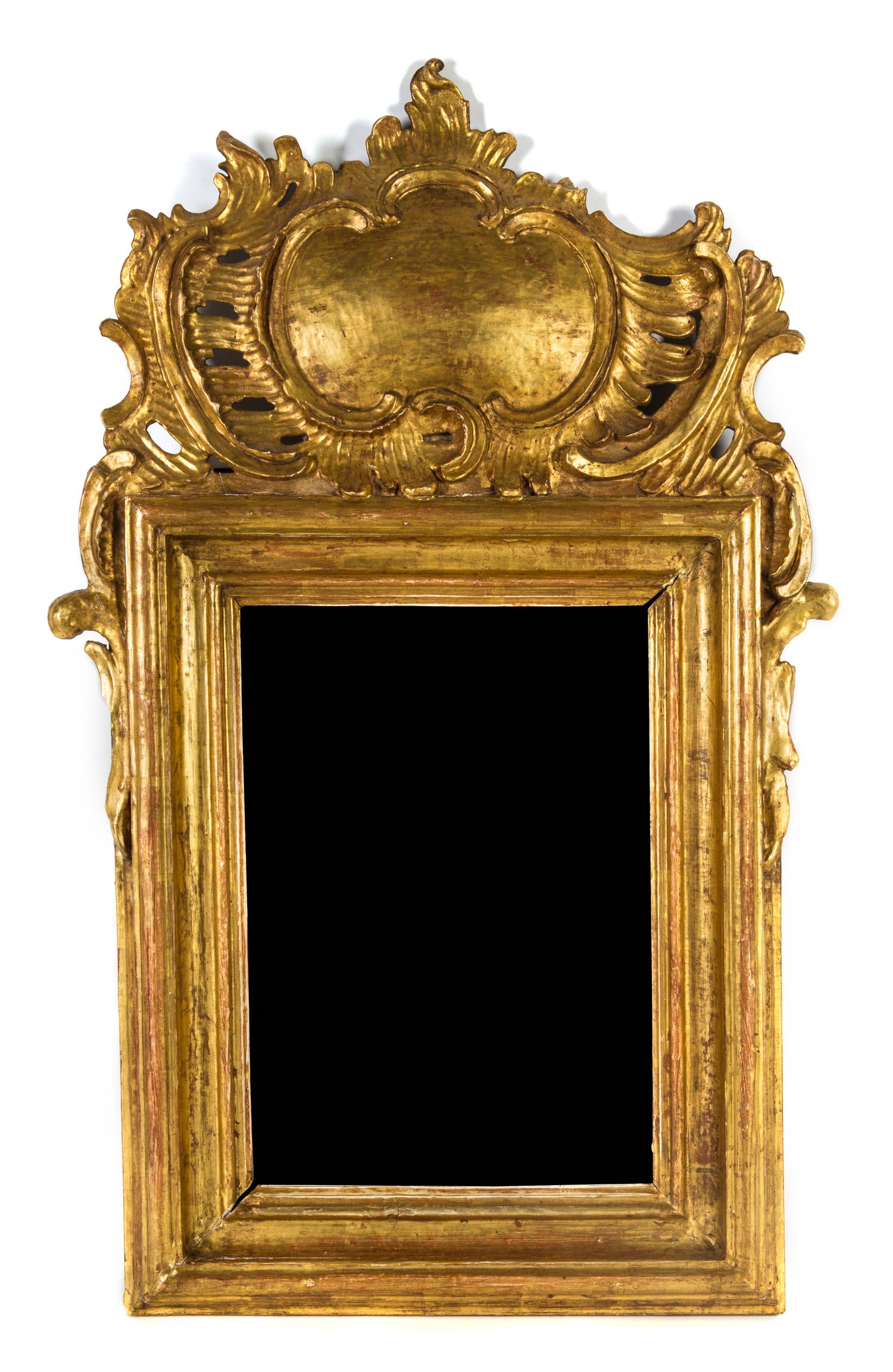 A Louis XV Style Giltwood Mirror Height 37 3/4 x width 23 1/2 inches. — 19TH CENTURY